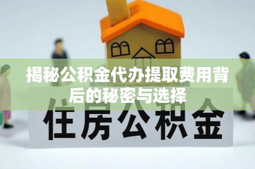 嘉善揭秘公积金代办提取费用背后的秘密与选择